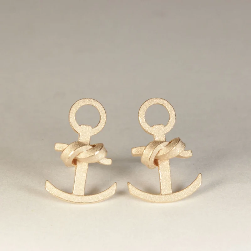 925er Silber Ohrstecker Vergoldet Knotenschmuck Anker OST-28