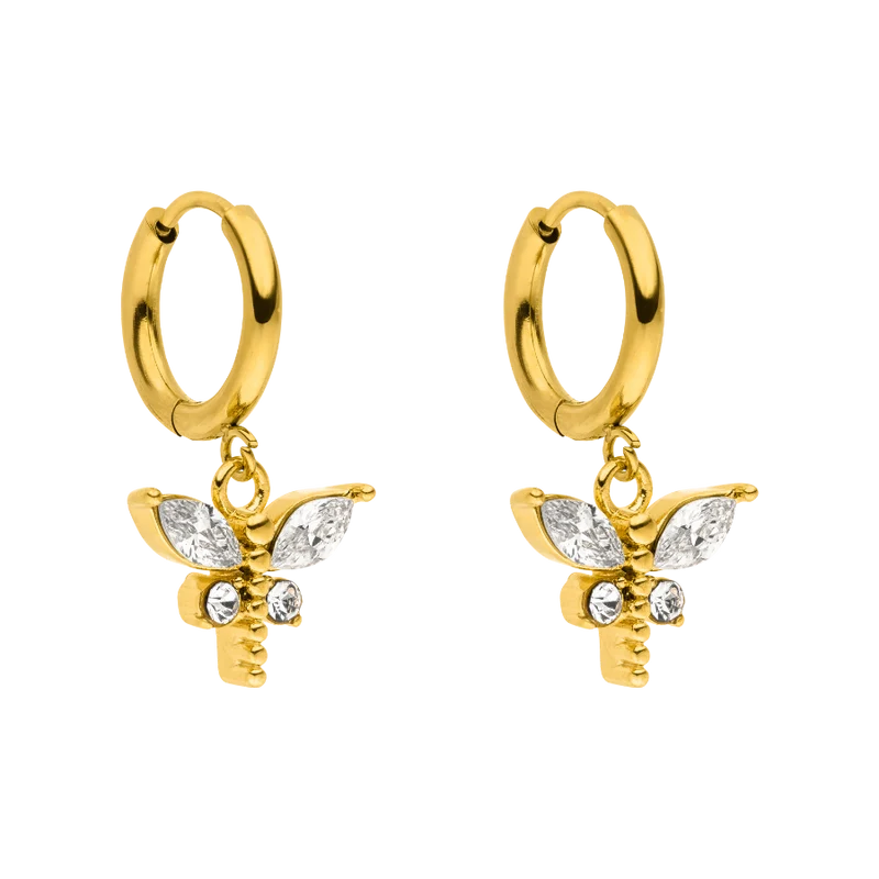 Sweet Butterfly Huggie Ohrringe 14K Vergoldet