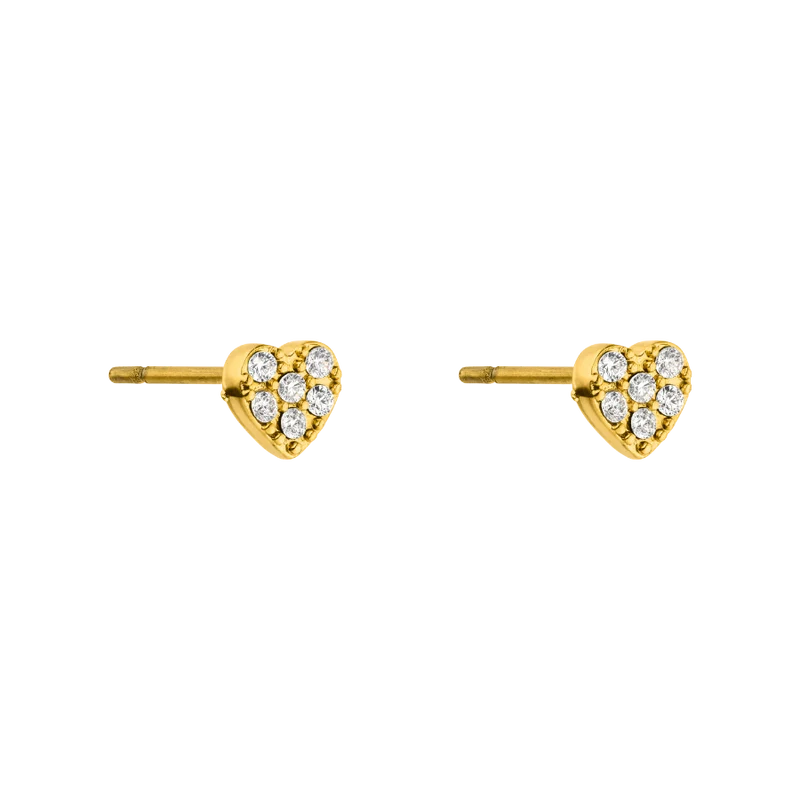 Pave Heart Ohrstecker 14K Vergoldet