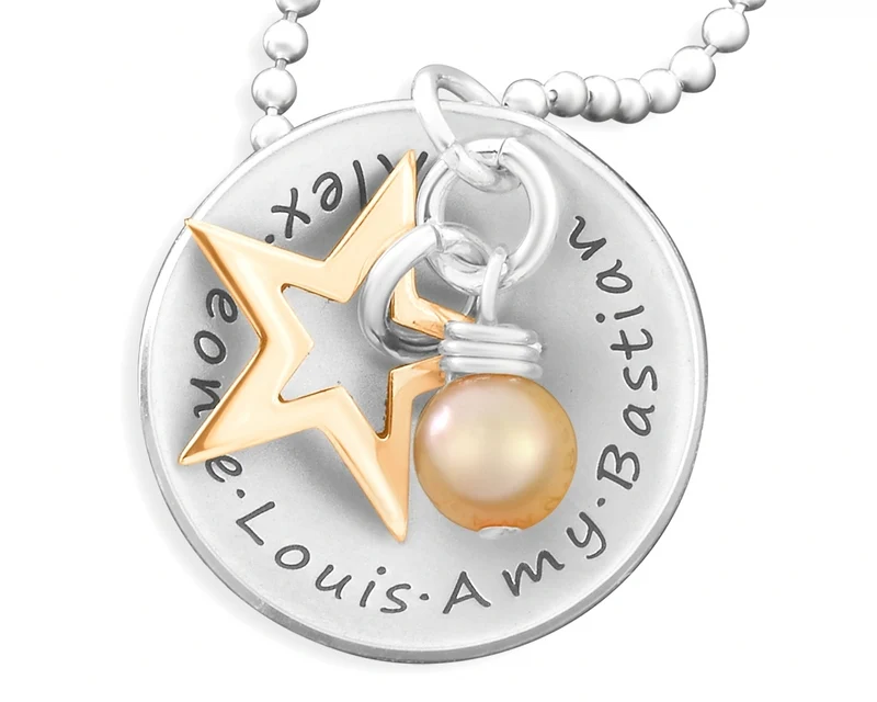 NAMENSKETTE 925 SILBER DAMEN HALSKETTE RUND STERN KETTE MIT GRAVUR