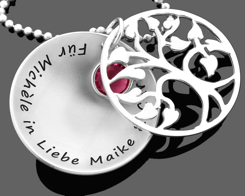 NAMENSKETTE DAMEN KETTE 925 SILBER LEBENSBAUM SCHMUCK MIT GRAVUR
