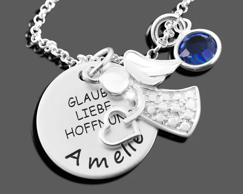 SILBERSCHMUCK GESCHENK TAUFE SCHUTZENGEL NAMENSKETTE 925 SILBER TAUFKETTE