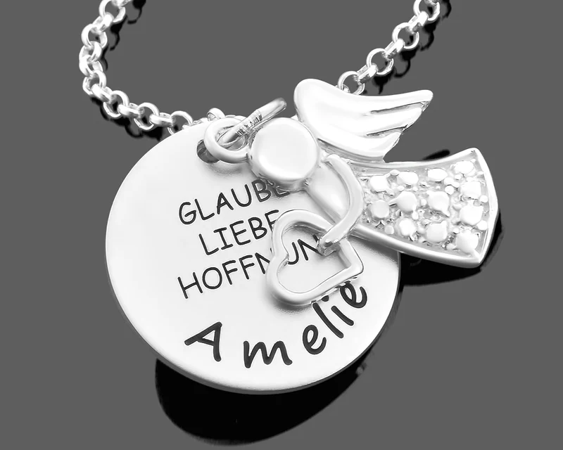 TAUFSCHMUCK 925 SILBER TAUFKETTE ENGEL KINDERKETTE GRAVUR TAUFE