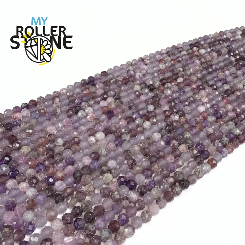Facettierte Lepidolith-Perle 4 mm/2 mm