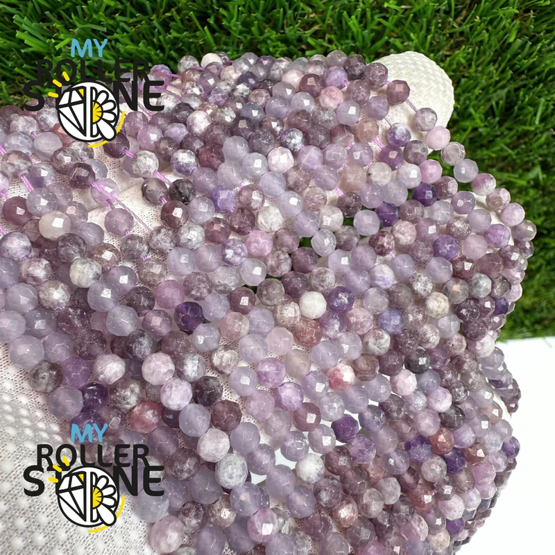Facettierte Lepidolith-Perle 4 mm/2 mm