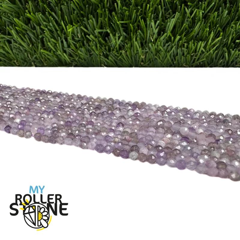 Facettierte Lepidolith-Perle 4 mm/2 mm