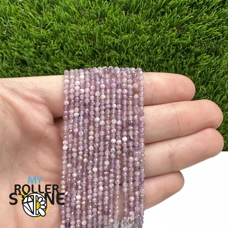 Facettierte Lepidolith-Perle 4 mm/2 mm