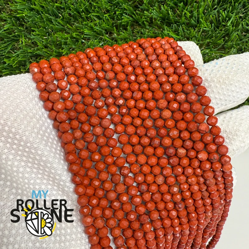 4 mm facettierte rote Jaspisperle