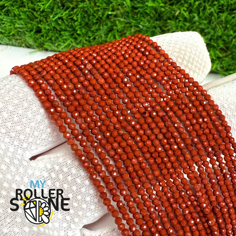 3 mm facettierte rote Jaspisperle