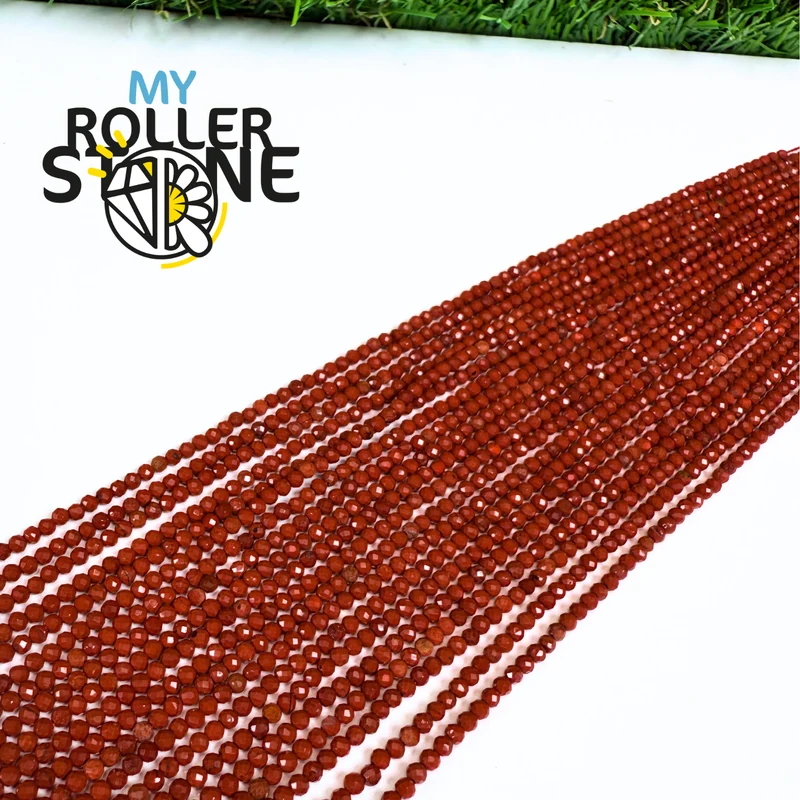 3 mm facettierte rote Jaspisperle