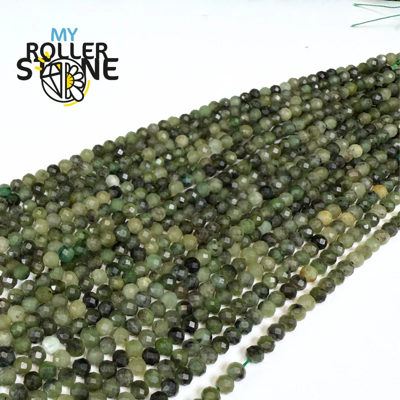 3,3 mm große, facettierte Perle aus kanadischem Jade.