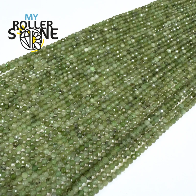 2 mm große, facettierte Perle aus kanadischem Jade.