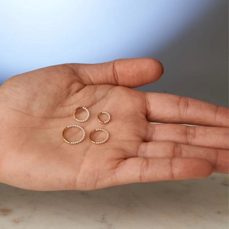 Crystal Pave Clicker Piercing Gold