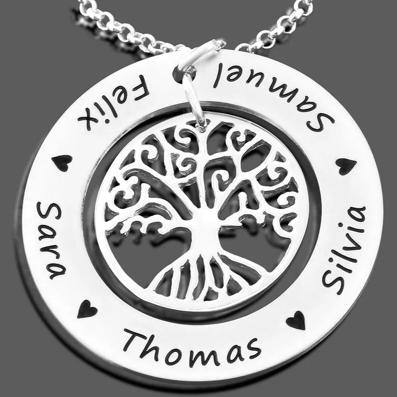 FAMILIENKETTE GRAVUR SILBERSCHMUCK NAMEN DAMEN NAMENSKETTE FÜR OMA MAMA