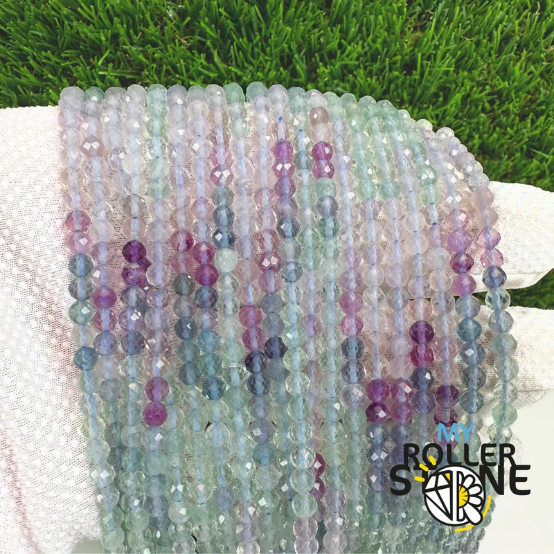 Facettierte Fluoritperle mit Farbverlauf, 4 mm