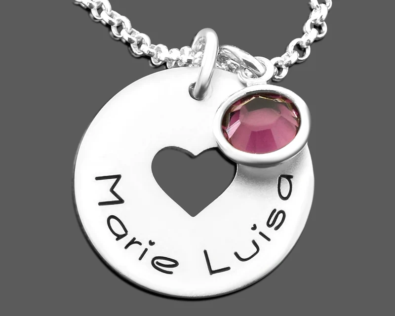 NAMENSKETTE HERZ MIT GRAVUR SILBERSCHMUCK MIT NAMEN KINDERKETTE MÄDCHEN