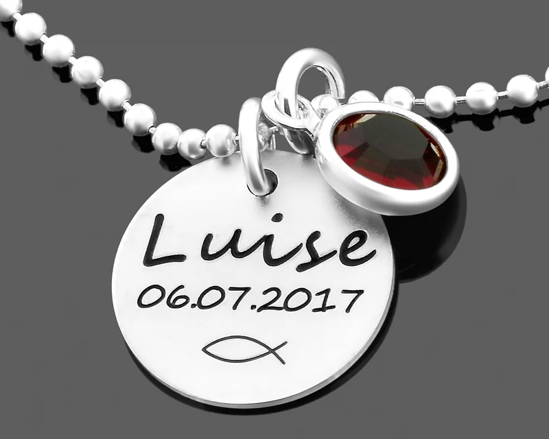 TAUFSCHMUCK MIT GRAVUR NAMENSKETTE 925 SILBER GESCHENK ZUR TAUFE