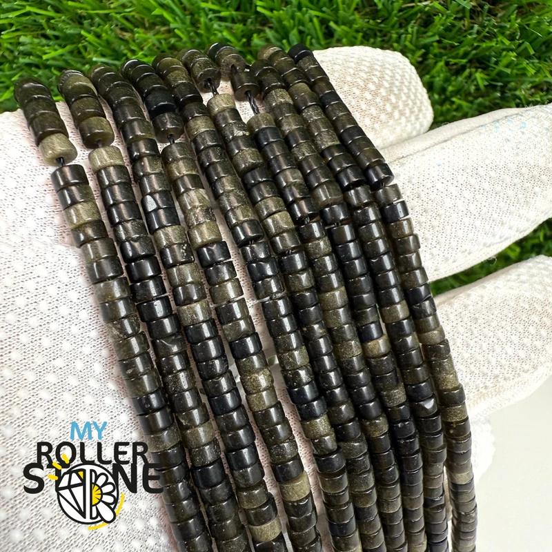 Heishi-Perle aus goldenem Obsidian