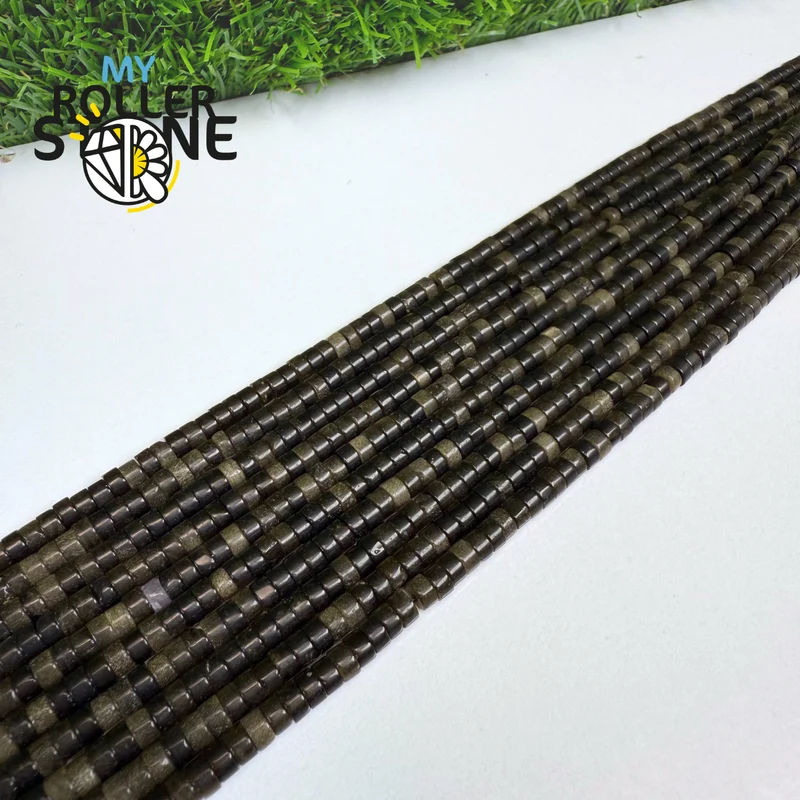 Heishi-Perle aus goldenem Obsidian