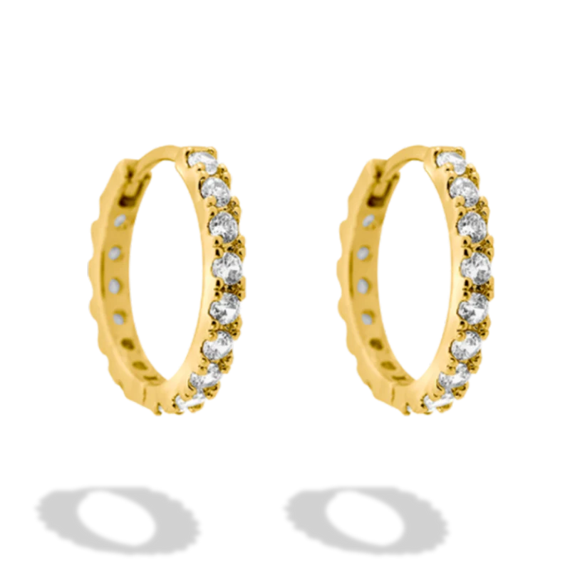 Pave Huggie Hoop Ohrringe Gold