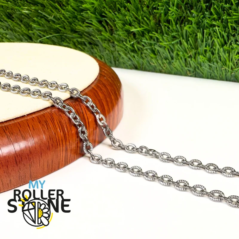 Silberne Edelstahlkette mit Tigerstreifenmuster