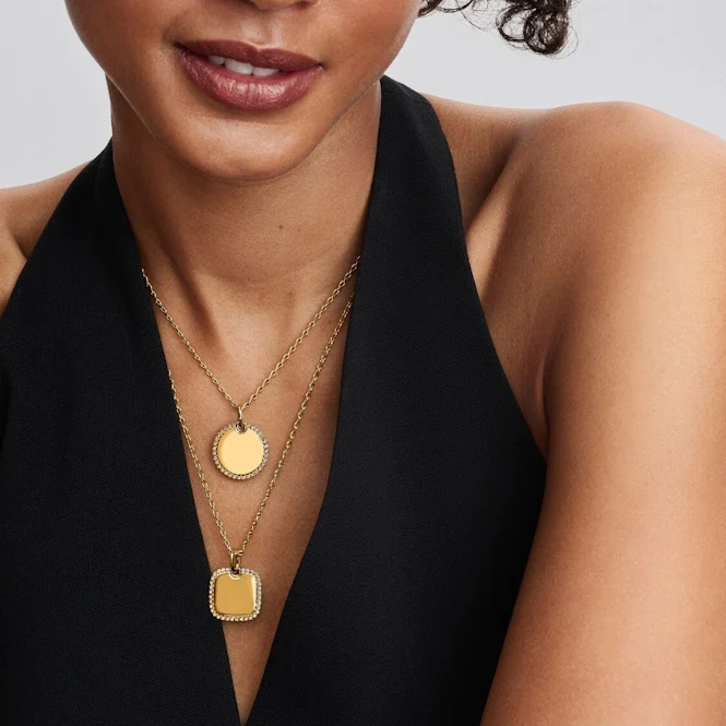 Engravable Gold Square Tag Pendant
