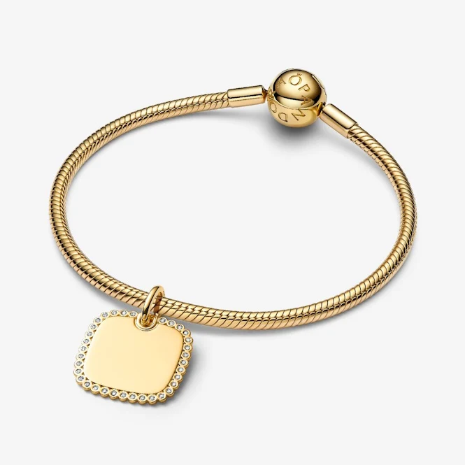 Engravable Gold Square Tag Pendant