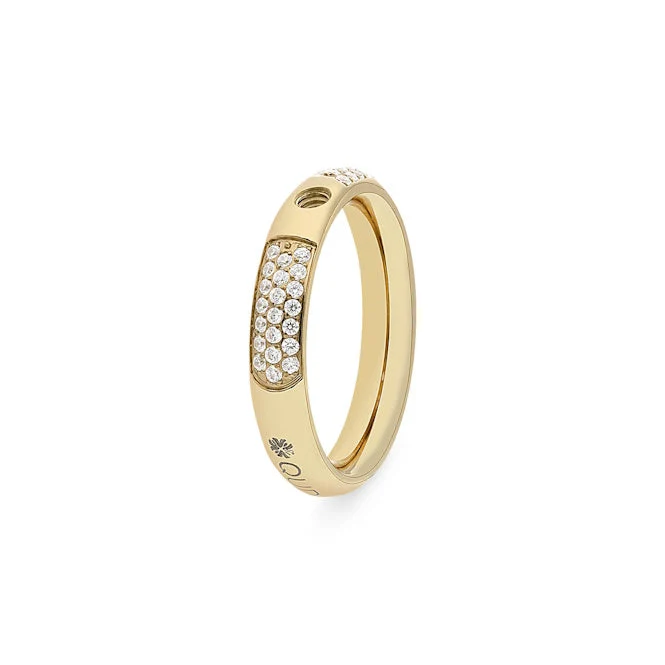 Deluxe Slim Gold and Clear Crystal Ring, Size 52