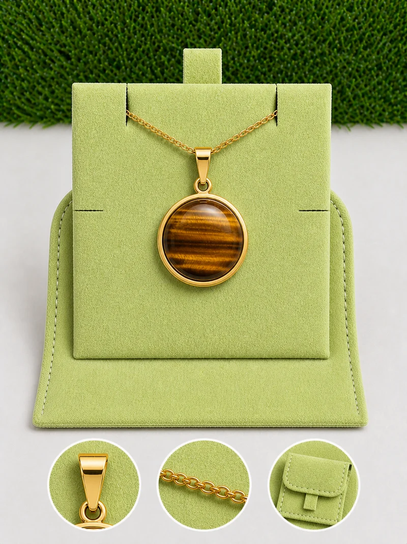 Goldfarbenes Anhängerset in Schachtelform – 50 cm (Kette + Öse + Schachtel)
