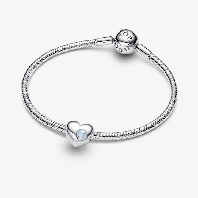 Engravable March Birthstone Heart Charms