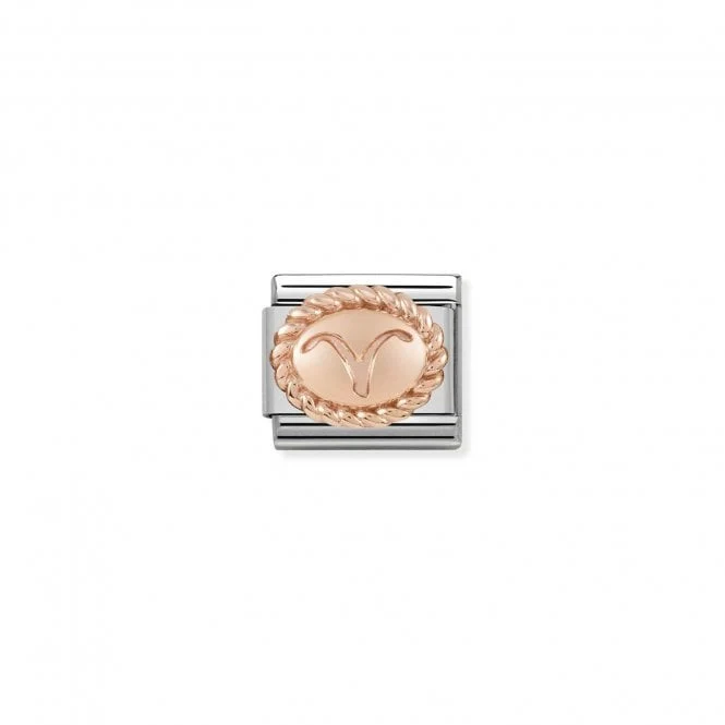 Classic Rose Gold Aries Oval Zodiac Charms