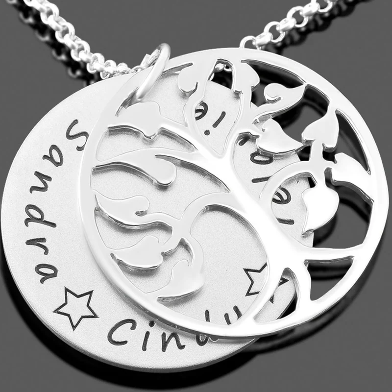 NAMENSSCHMUCK SILBER LEBENSBAUM KETTE MIT GRAVUR