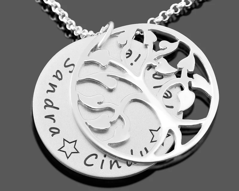NAMENSSCHMUCK SILBER LEBENSBAUM KETTE MIT GRAVUR