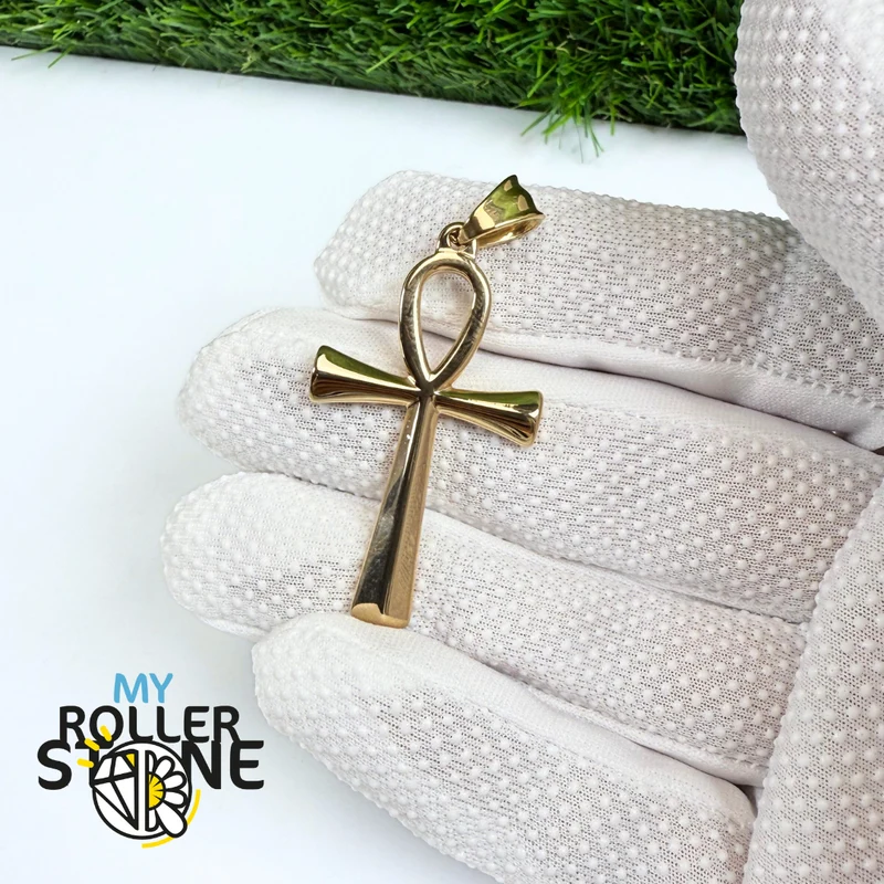 Vergoldeter Anhänger aus Edelstahl mit ägyptischem Ankh-Kreuz