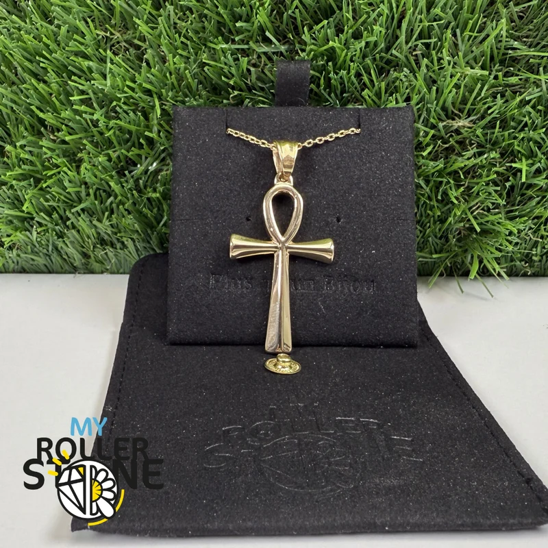 Vergoldeter Anhänger aus Edelstahl mit ägyptischem Ankh-Kreuz