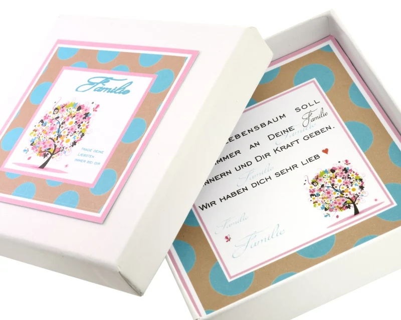 SCHACHTEL ARMBAND PERSONALISIERT FAMILIE GESCHENK SCHMUCK LEBENSBAUM