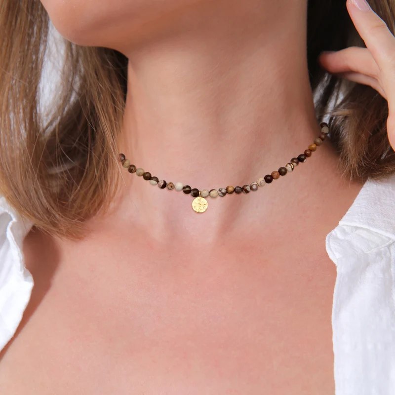 Halskette Plättchen Beads | Jasper Edelsteine