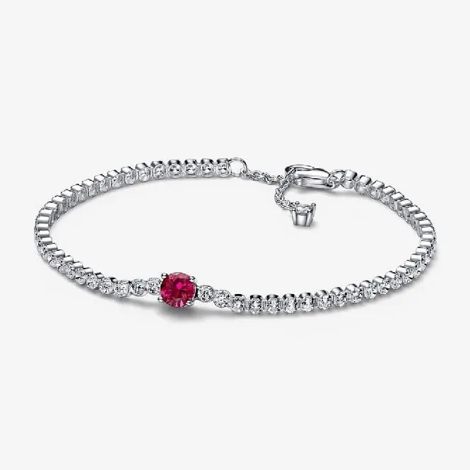 Red Sparkling Round Pave Tennis Bracelet, 16cm