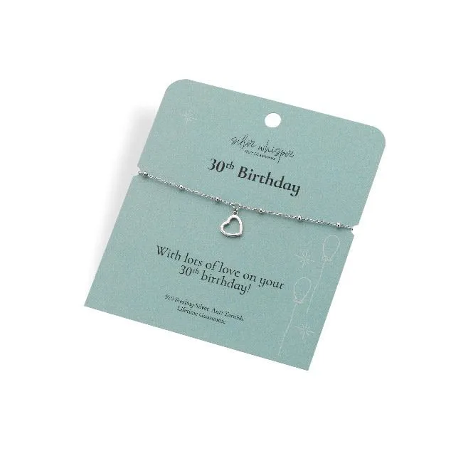Silver Whisper 30th Birthday Bracelet
