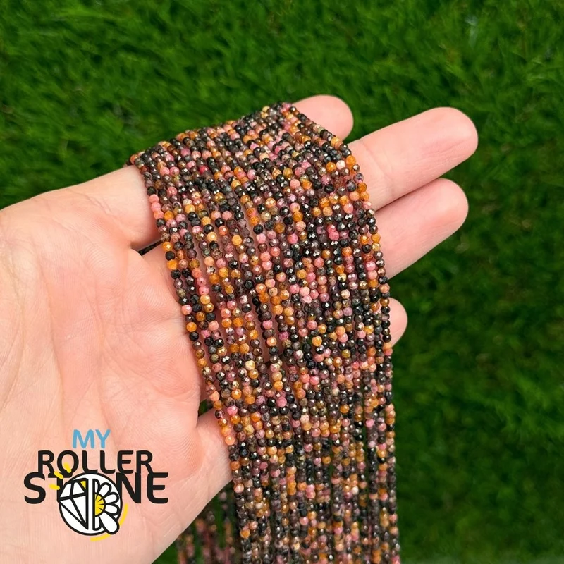 Rhodonit Facettenperle mit Bustamit 2mm