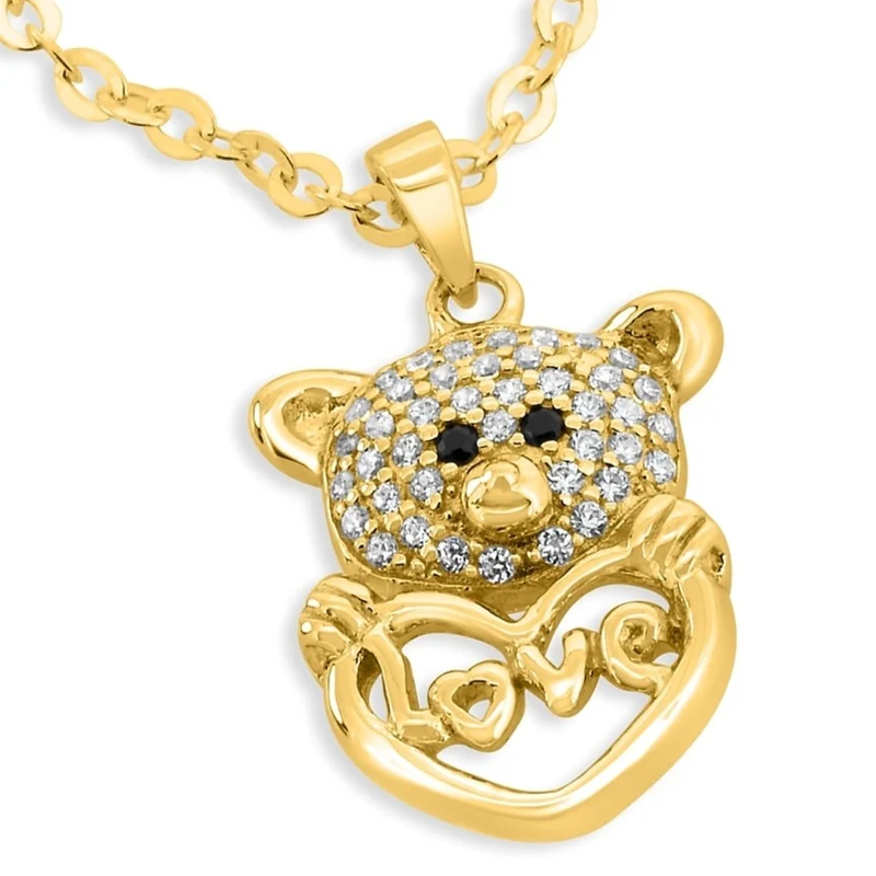 TEDDY BÄR MIT HERZ LIEBE KETTENANHÄNGER TEDDY SCHMUCK VERGOLDET