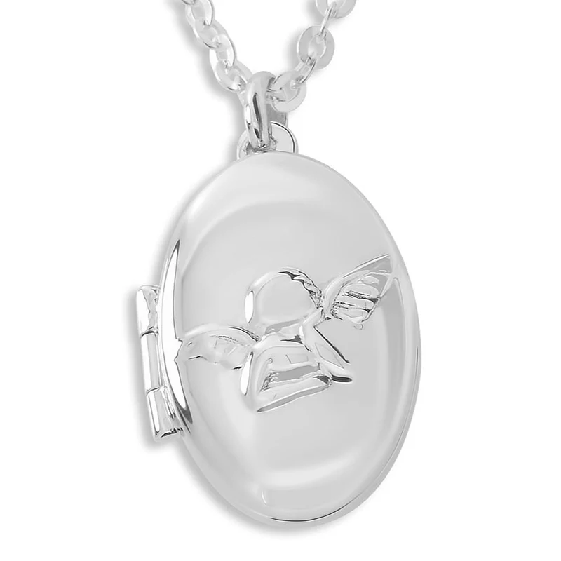 MEDAILLON OVAL FOTOMEDAILLON 925 SILBER SCHUTZENGEL ENGEL SCHMUCK
