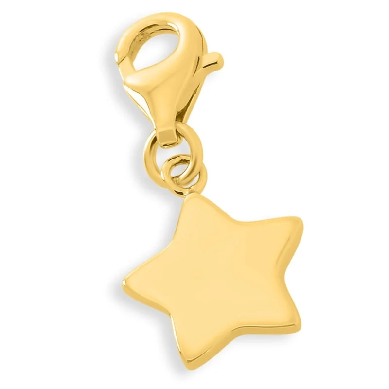 CHARM STERN MIT GRAVUR STERN CHARM VERGOLDET ANHÄNGER GOLD