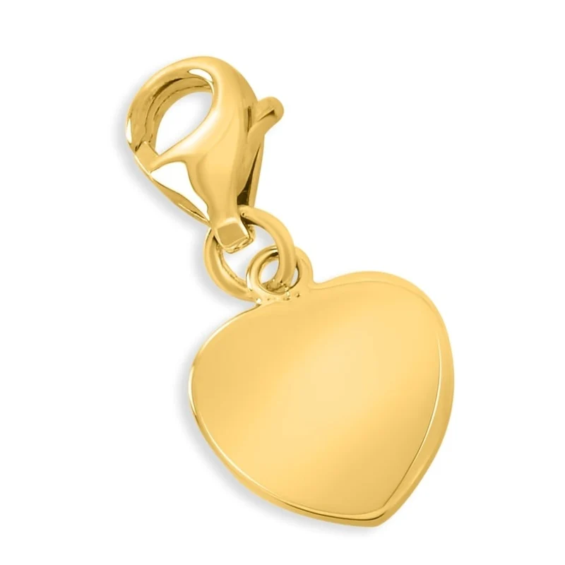 HERZ CHARM MIT GRAVUR VERGOLDET GRAVURANHÄNGER GOLD