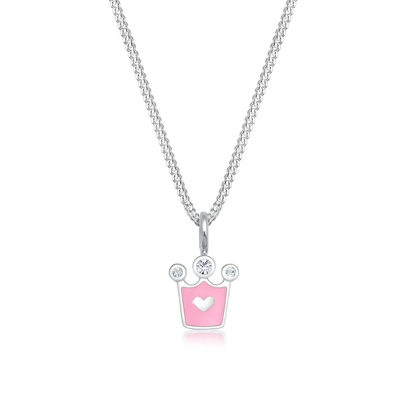Halskette Krone | Mit Kristallen von Swarovski® (Weiß) & Emaille
