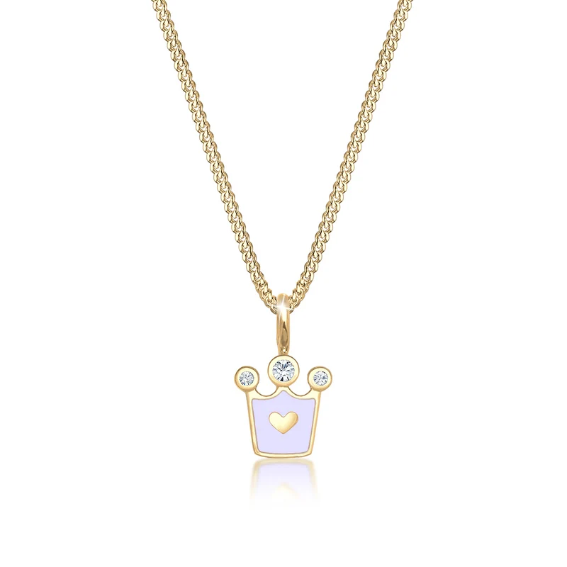Halskette Krone | Mit Kristallen von Swarovski® (Weiß) & Emaille