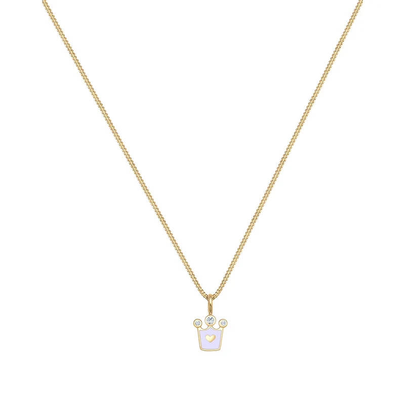 Halskette Krone | Mit Kristallen von Swarovski® (Weiß) & Emaille