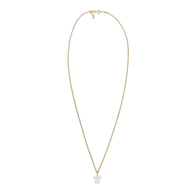 Halskette Krone | Mit Kristallen von Swarovski® (Weiß) & Emaille