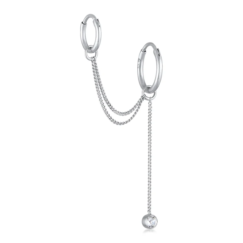 Creolen Ear Chain | Mit Kristallen von Swarovski® (Weiß)