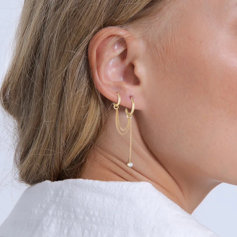 Creolen Ear Chain | Mit Kristallen von Swarovski® (Weiß)